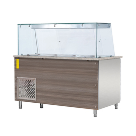 salad counter with countertop vitrine | suitable for 4 x GN 1/1 | granite counter top product photo  S