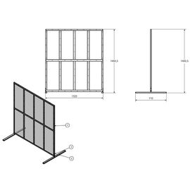 windbreak wall 8 windows L 1330 mm x 710 mm H 1460 mm product photo  S