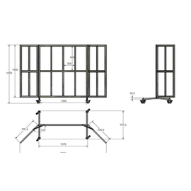 windbreak wall 16 windows L 2620 mm x 800 mm H 1550 mm product photo  S