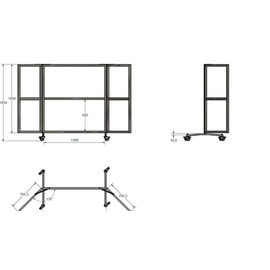 windbreak wall 6 windows L 2330 mm x 800 mm H 1550 mm product photo  S