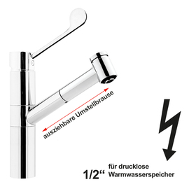 Spültischbatterie lever mixer tap low pressure outreach 200 mm H 180 mm product photo