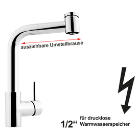Spültischbatterie lever mixer tap low pressure outreach 200 mm H 270 mm product photo