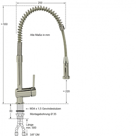 dish shower MASTER stainless steel lever mixer tap one hole product photo  S