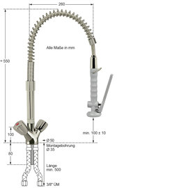 dish shower XARIO stainless steel two-handle mixer tap one hole product photo  S