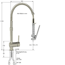 dish shower XARIO stainless steel lever mixer tap one hole product photo  S