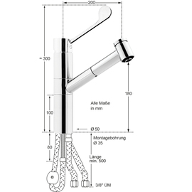 Spültischbatterie lever mixer tap high pressure outreach 200 mm H 180 mm product photo  S