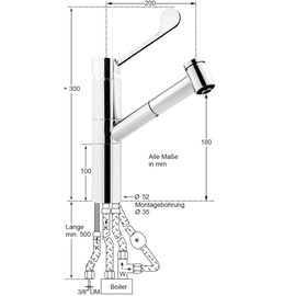 Spültischbatterie lever mixer tap low pressure outreach 200 mm H 180 mm product photo  S