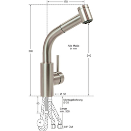 Spültischbatterie lever mixer tap high pressure retractable product photo  S