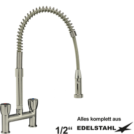 dish shower CLASSIC stainless steel two-handle mixer tap H 500 mm two-hole product photo