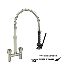 dish shower XARIO stainless steel two-handle mixer tap 1/2" two-hole product photo