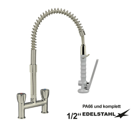 dish shower XARIO stainless steel two-handle mixer tap two-hole product photo