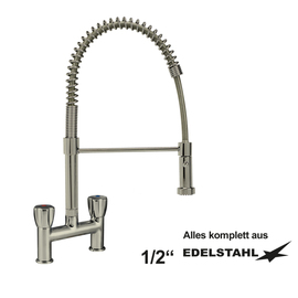 dish shower CLASSIC stainless steel two-handle mixer tap two-hole product photo