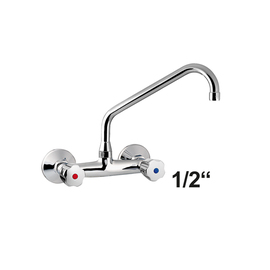 Wall mounted battery 1/2" two-handle mixer tap outreach 250 mm discharge height 190 mm product photo