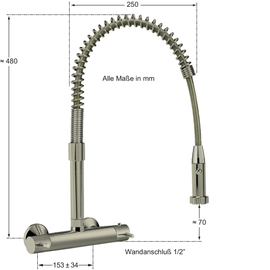 dish shower CLASSIC stainless steel lever mixer tap two-hole product photo  S