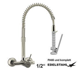 dish shower XARIO stainless steel wall-mounted lever mixer tap two-hole product photo