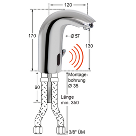 sensor pillar mixer 1/2" outreach 120 mm discharge height 130 mm 24-hour forced flushing battery-operated product photo  S