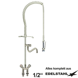 rinse sink mixer 1/2" two-hole two-handle mixer tap | tap with 4-wing handle product photo