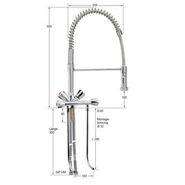 sink pillar mixer  | 2 valves at the front 1/2" outreach 200 mm discharge height 100 mm product photo  S