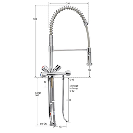 sink pillar mixer 1/2" outreach 250 mm | discharge height 100 mm | 2 valves at the front product photo  S