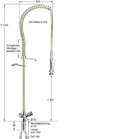 Pre-rinse shower praktic 1/2" one hole two-handle mixer tap product photo  S