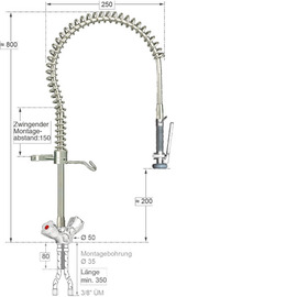 dish rinser spray praktic 1/2" one hole two-handle mixer tap product photo  S