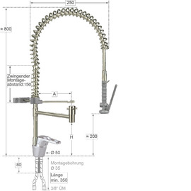 dish rinser spray ecotop 1/2" lever mixer tap | grey with pen holder product photo  S