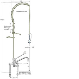 Pre-rinse shower maxum 1/2" lever mixer tap with spout product photo  S