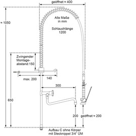 Pre-rinse shower topmax 1/2" lever mixer tap on a pillar product photo  S