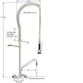 Pre-rinse shower optimo 3/4" two-handle mixer tap product photo  S