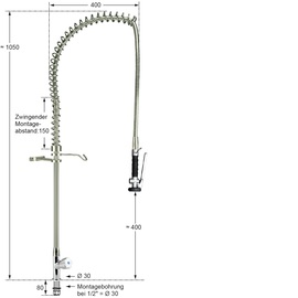 Pre-rinse shower praktic 1/2" lever mixer H 1150 mm product photo  S