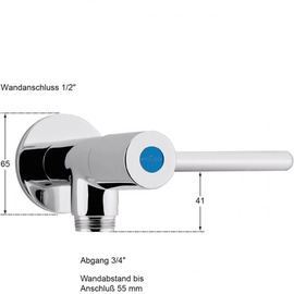 wall valve silver 1/2" 1-wing handle long product photo  S