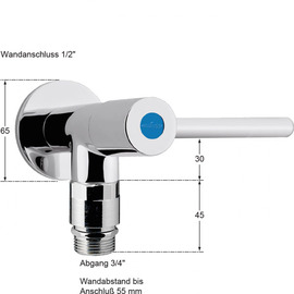wall valve silver 1/2" with pipe aerator 1-wing handle long product photo  S
