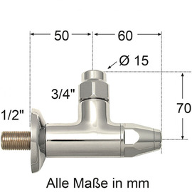 angle valve 1/2" Outlet thread 3/4" x Ø 10 mm product photo  S