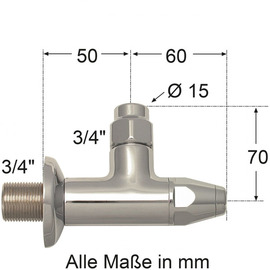 angle valve 3/4" Outlet thread 3/4" x Ø 15 mm product photo  S