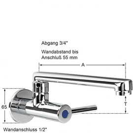 wall valve silver 1/2" Swivel spout above A 200 mm product photo  S