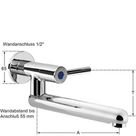 wall valve silver 1/2" straight spout A 250 mm product photo  S