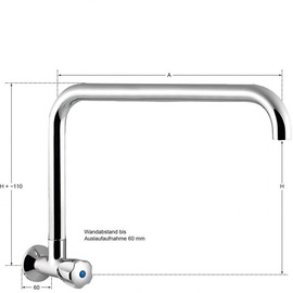 wall valve profi 1/2" with C-spout straight | outreach 300 mm product photo  S