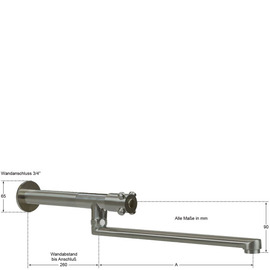 wall valve clasix 3/4" straight spout wall extension L 210 mm A 300 mm product photo  S