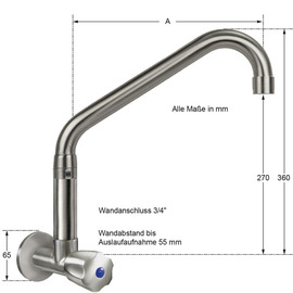 wall valve clarix raised C-spout slanted A 300 mm product photo  S