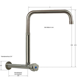 wall valve clarix high C-spout straight wall extension L 210 mm A 300 mm product photo  S