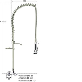 Pre-rinse shower praktic 1/2" lever mixer H 1100 mm product photo  S