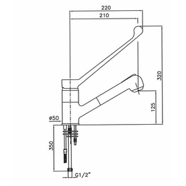 single-hole lever mixer STYL 1/2" outreach 210 mm discharge height 125 mm hand shower product photo  S