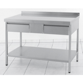 work table | bakery table stainless steel with bottom shelf 2 drawers upstand at the back 600 mm x 1000 mm H 850 mm product photo