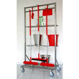 cleaning equipment trolleys UNIVERSAL stainless steel | 5 hooks | 950 mm x 600 mm H 1900 mm product photo