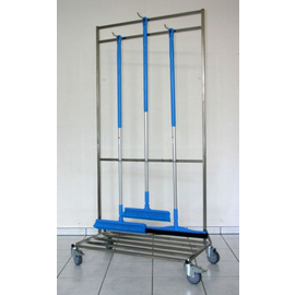 cleaning equipment trolleys STANDARD stainless steel | 3 hooks | 950 mm x 500 mm H 1900 mm product photo
