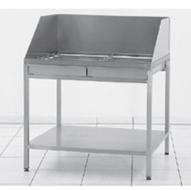 spraying table stainless steel | with ground floor | upstand 300 mm at three side | 2 drawers | 900 mm x 700 mm H 850 mm product photo