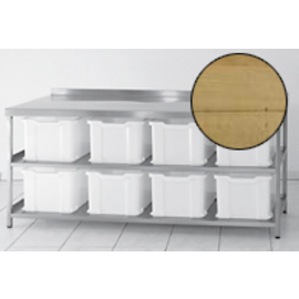 ingredient table stainless steel with beech wood tabletop with 8 plastic containers | 2 shelves | 2000 mm x 800 mm H 850 mm product photo
