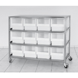 condiment trolley stainless steel with 12 window containers | 1420 mm x 520 mm H 1240 mm product photo