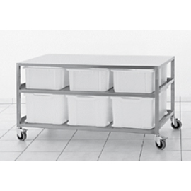 condiment trolley stainless steel with 3 + 3 plastic containers | 1320 mm x 630 mm H 760 mm product photo