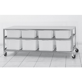 condiment trolley stainless steel with 4 + 4 plastic containers | 1780 mm x 630 mm H 760 mm product photo